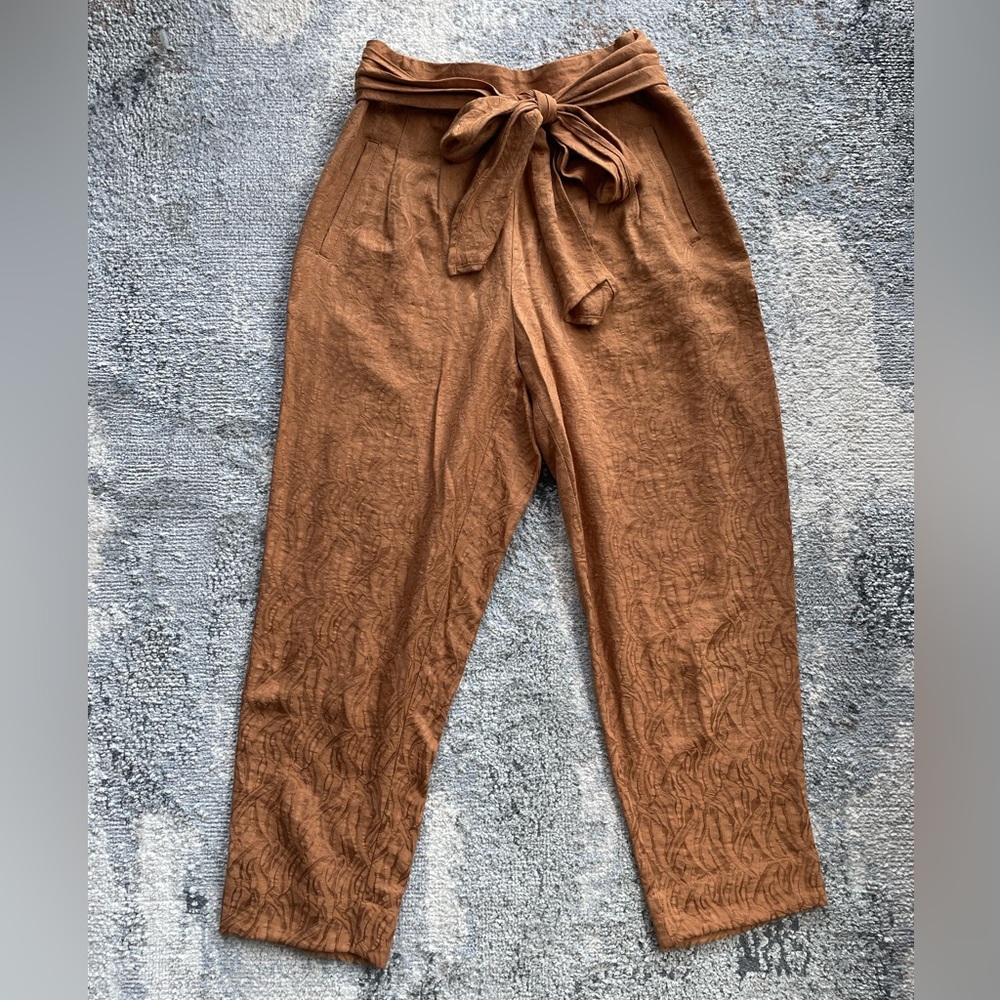 Anthropologie high-waisted tie trousers